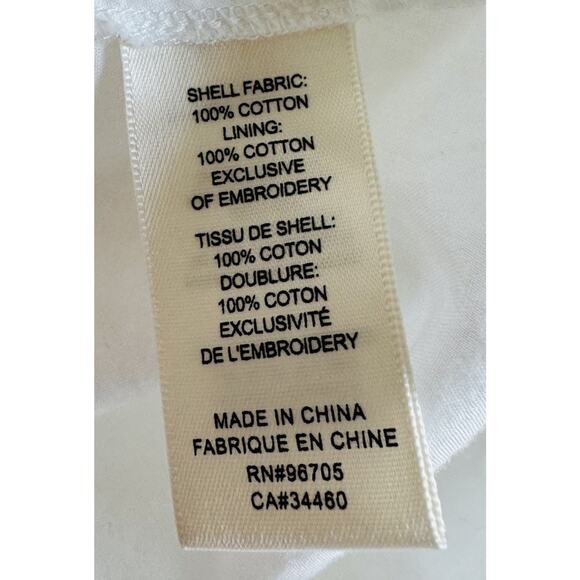 Rebecca Taylor La Vie Women Size S White Cotton Eyelet Scalloped Hem Shirt Dress - Picture 10 of 10